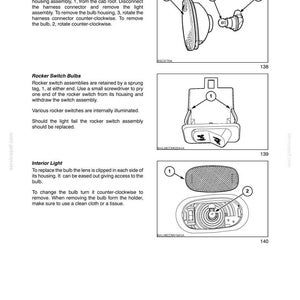 Peut inclure: Une page de manuel technique intitul&eacute;e Section 4 - Lubrication and Maintenance, pr&eacute;sentant des dessins au trait en noir et blanc de composants d'&eacute;clairage de v&eacute;hicule, incluant des feux de flaque, des ampoules d'interrupteur et des plafonniers num&eacute;rot&eacute;s.