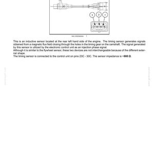 May include: Diagram of an engine speed/RPM sensor Camshaft, with labels and a detailed schematic. Text includes sensor specifications and technical details. The image is from an electrical systems manual.