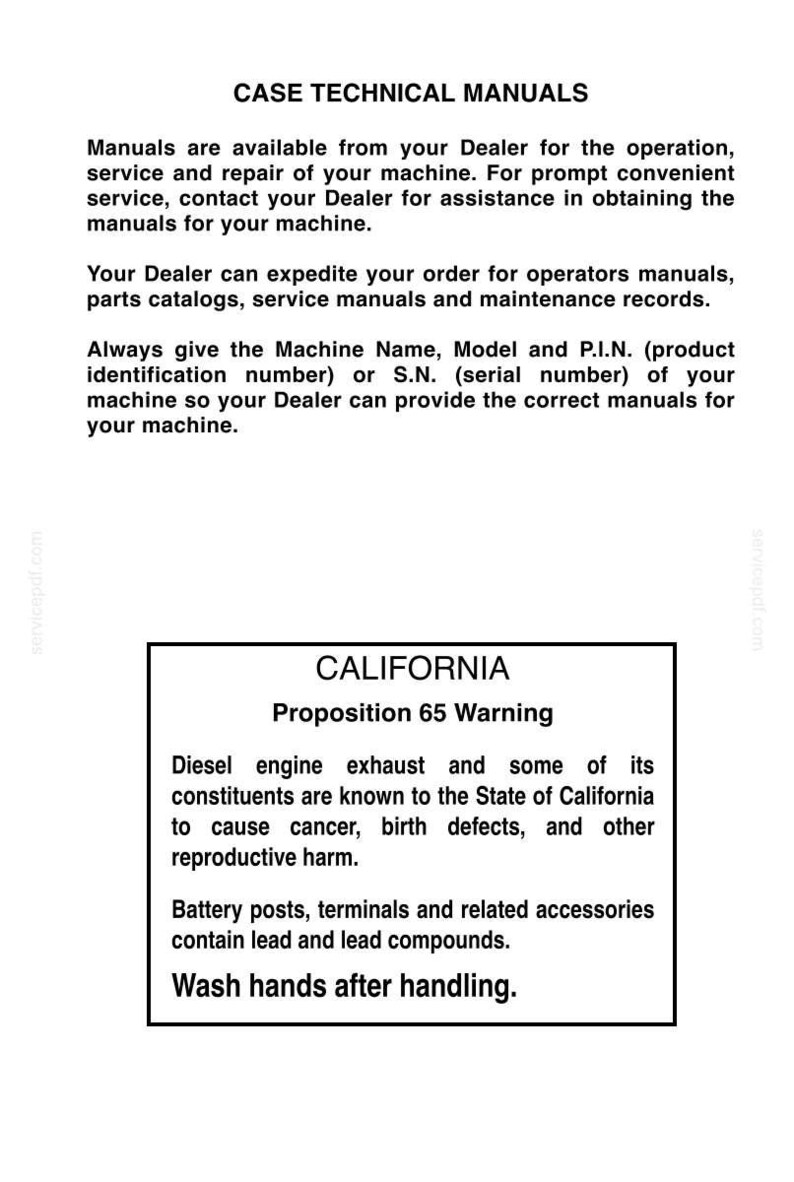 May include: Text from a technical manual, including a warning about diesel engine exhaust and lead compounds. The text advises to contact the dealer for manuals and service. It also includes a California Proposition 65 warning.