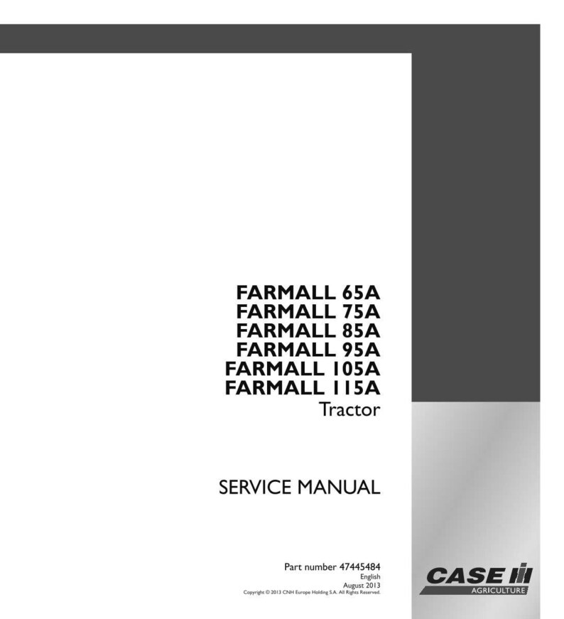 May include: A white service manual with the text "FARMALL 65A, 75A, 85A, 95A, 105A, 115A Tractor" in black. The manual also includes the words "SERVICE MANUAL" and the Case IH Agriculture logo.