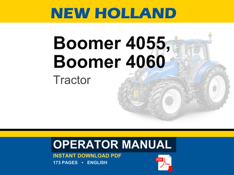 New Holland Boomer 4055, 4060 With Cab Tractor Operator Owners Operation Manual | Instant PDF Download image 1