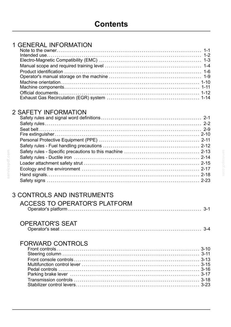 Pu&ograve; includere: Un documento bianco intitolato "Sommario" con un elenco di argomenti tra cui Informazioni generali, Informazioni sulla sicurezza e Comandi e strumenti. Il documento &egrave; un manuale con numeri di pagina.