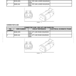 May include: Diagram of electrical connectors X-454 and X-456, detailing pin numbers, wire numbers, circuit references, and electrical schematic frames. Includes illustrations of the connectors and associated text.