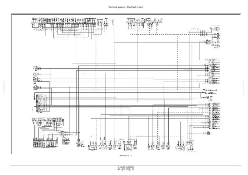 May include: A detailed black and white electrical system diagram, with numerous lines, symbols, and components. The diagram includes the title "Electrical systems - Electrical system" at the top. The bottom of the diagram shows technical data.