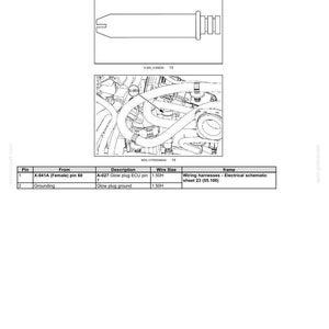 May include: Diagram of an electrical system component, labeled X-956 Glow plugs cylinder 2. The image includes a schematic of the glow plug and a diagram of the wiring harness. Text includes pin numbers, descriptions, and wire sizes.