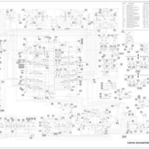 May include: A detailed hydraulic schematic diagram for a CX470C excavator. The diagram is in black and white, showing various components and connections with labels. The text "CX470C EXCAVATOR - HYDRAULIC SCHEMATIC" is visible at the bottom.