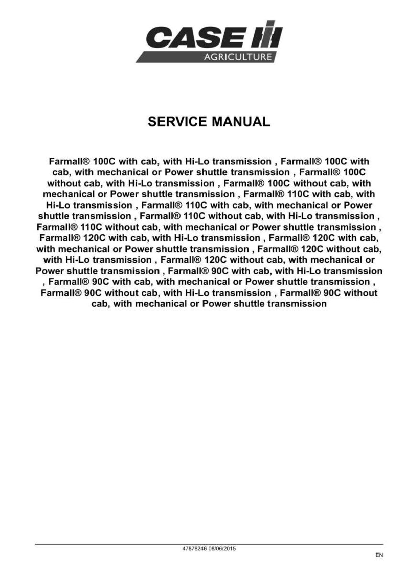 May include: A service manual for Case IH Agriculture products. The document lists various Farmall tractor models, including 100C, 110C, 120C, and 90C, with cab and transmission options. The Case IH logo is at the top.