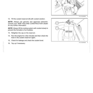 Puede incluir: Una p&aacute;gina de manual t&eacute;cnico titulada 7-MAINTENANCE que contiene instrucciones para llenar un radiador y un dep&oacute;sito de refrigerante. Incluye dos dibujos lineales en blanco y negro numerados 1, 2 y 3 que ilustran los componentes.