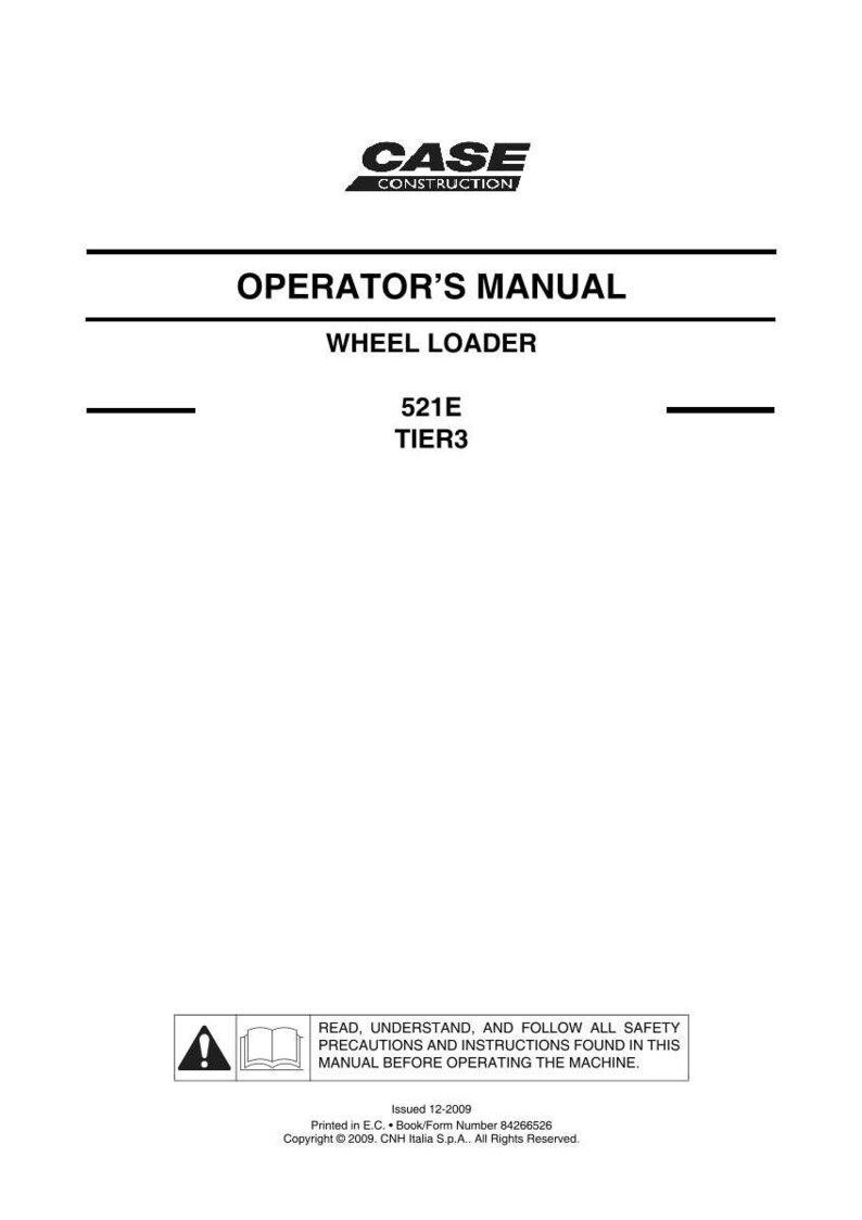 May include: White Operator's Manual for a Case Construction Wheel Loader. The cover features the Case Construction logo, the text "OPERATOR'S MANUAL", and model information: 521E TIER3. Includes safety instructions.
