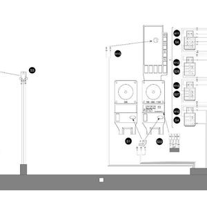 May include: A detailed technical diagram in black and white, featuring various electronic components, connectors, and wiring. The diagram includes labels and annotations, with a focus on the internal structure and connections of a device or system.