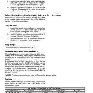 Puede incluir: Documento t&eacute;cnico que detalla los componentes de la transmisi&oacute;n, incluidos engranajes, placas de embrague y anillos de seguridad. Incluye especificaciones para los muelles de retorno del pist&oacute;n, el di&aacute;metro del cable y el di&aacute;metro exterior.