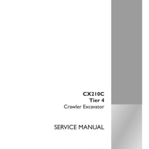Puede incluir: Un manual de servicio blanco con detalles en gris. La portada presenta el texto "CX210C Tier 4 Crawler Excavator SERVICE MANUAL." El logotipo de Case Construction est&aacute; en la esquina inferior derecha. Tambi&eacute;n es visible el n&uacute;mero de pieza 84551720B.