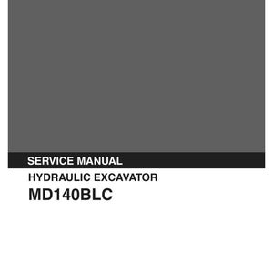 K&ouml;nnte beinhalten: Ein graues Kobelco-Wartungshandbuch f&uuml;r einen Hydraulikbagger, Modell MD140BLC. Das Cover zeigt oben den Markennamen sowie den Text SERVICE MANUAL, HYDRAULIC EXCAVATOR, MD140BLC, Applicable: MD140BLC YP-1001-, S5YP0002E-01 und 09/88.