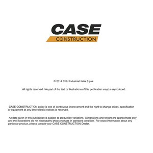 May include: A white document with the black text "CASE CONSTRUCTION" above a yellow and black banner. The document includes the CNH Italia S.p.A. logo and text about technical publications and tools.