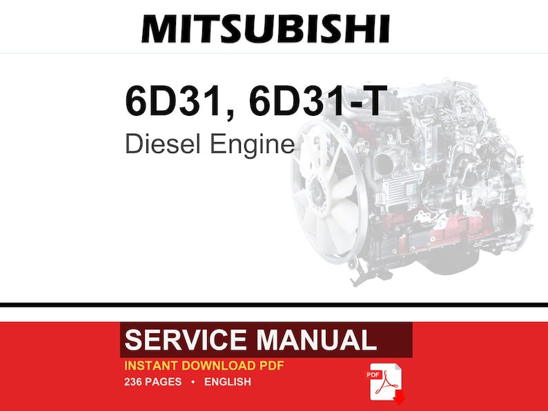 Manual de servicio y reparación del motor diésel Mitsubishi 6D31, 6D31-T / Descarga instantánea en PDF imagen 1