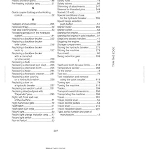 May include: A page from an alphabetical index, likely from a manual. The text includes terms like "Safety devices," "Starter motor," and "Hydraulic breaker." The page is white with black text.