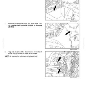 May include: Diagram from a manual showing automotive engine components. The image includes text instructions and arrows pointing to various parts, including hoses and fittings. The text includes the phrase "Disconnect the front axle differential lock supply hose."