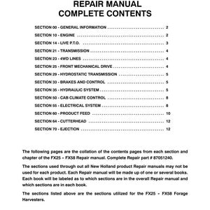 New Holland Fx25, Fx45, Fx28, Fx38, FX48, FX58 Forage Harvester Service Repair Workshop Manual | Instant PDF Download image 3