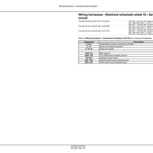 Pu&ograve; includere: Un diagramma tecnico intitolato "Cablaggi - Schema elettrico foglio 10 - Circuito presa a sette pin". Il documento include una tabella con descrizioni dei componenti.