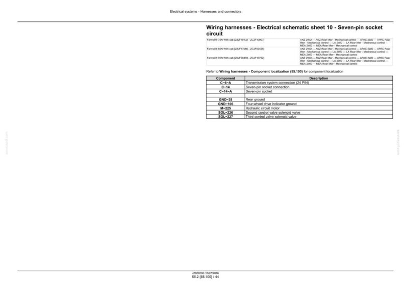Pu&ograve; includere: Un diagramma tecnico intitolato "Cablaggi - Schema elettrico foglio 10 - Circuito presa a sette pin". Il documento include una tabella con descrizioni dei componenti.