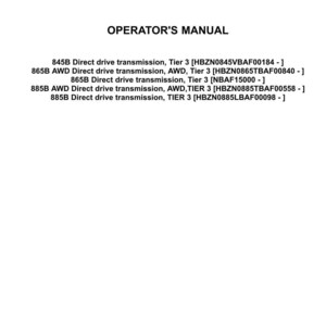 May include: An operator's manual for CASE CONSTRUCTION equipment. The document includes text about direct drive transmissions and AWD transmissions. The manual's issue date is January 2015.
