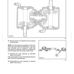 May include: Technical diagram illustrating a mechanical component's internal workings, with labels and text. A smaller diagram shows gears and related parts. Instructions are provided for assembly and adjustment of the component.