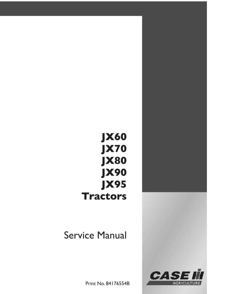 May include: A service manual for JX60, JX70, JX80, JX90, and JX95 tractors. The cover is primarily white with a dark gray vertical band on the right. The text includes "Tractors" and "Service Manual", along with the Case IH Agriculture logo.