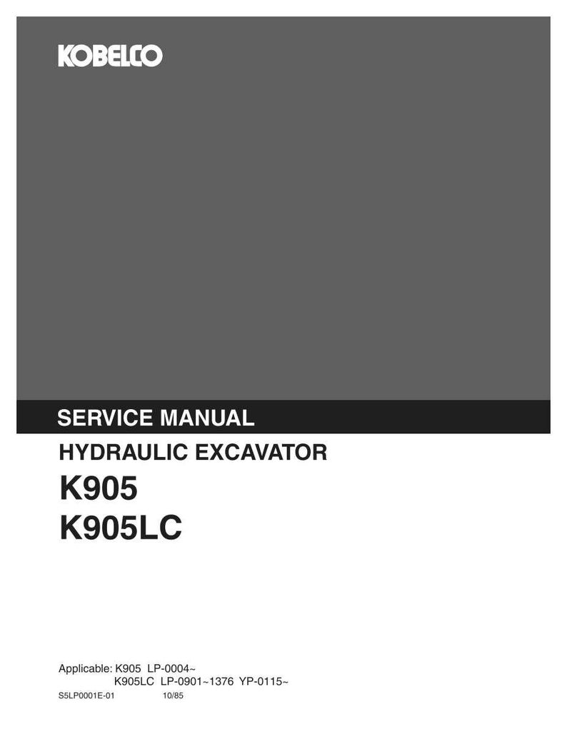 Kobelco K905, K905LC Hydraulic Excavator Service Repair Workshop Manual | Instant PDF Download image 3