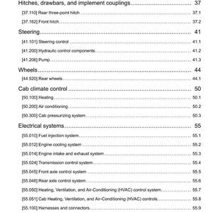 May include: A detailed table of contents from a manual, listing various systems and components. Sections include Pneumatic System, Steering, Wheels, Cab Climate Control, and Electrical Systems. The document is dated 08/05/2014.