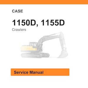 Puede incluir: Imagen de una excavadora de orugas CASE, modelos 1150D y 1155D, con las palabras "CASE" y "Crawlers" encima de la imagen. Debajo de la imagen hay un rect&aacute;ngulo naranja con las palabras "Service Manual".