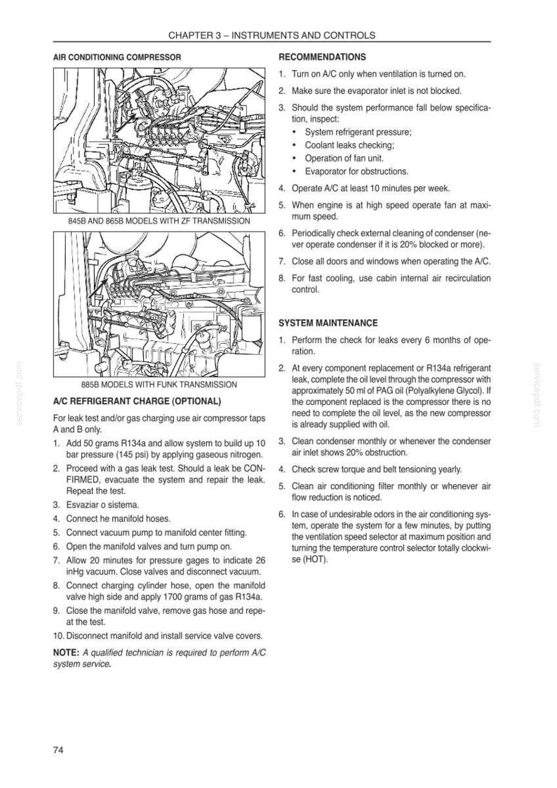 May include: Diagram of an air conditioning compressor with instructions for maintenance and refrigerant charging. Includes diagrams of the compressor and related components, along with troubleshooting steps and system maintenance guidelines.