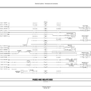 Pu&ograve; includere: Diagramma tecnico di un sistema elettrico, che mostra cablaggi, connettori, fusibili e rel&egrave;. Il diagramma include etichette per componenti come la pompa del carburante e i rel&egrave;. Illustrazione tecnica.