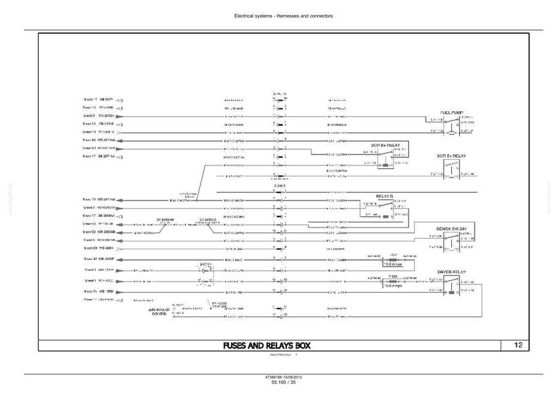 Pu&ograve; includere: Diagramma tecnico di un sistema elettrico, che mostra cablaggi, connettori, fusibili e rel&egrave;. Il diagramma include etichette per componenti come la pompa del carburante e i rel&egrave;. Illustrazione tecnica.
