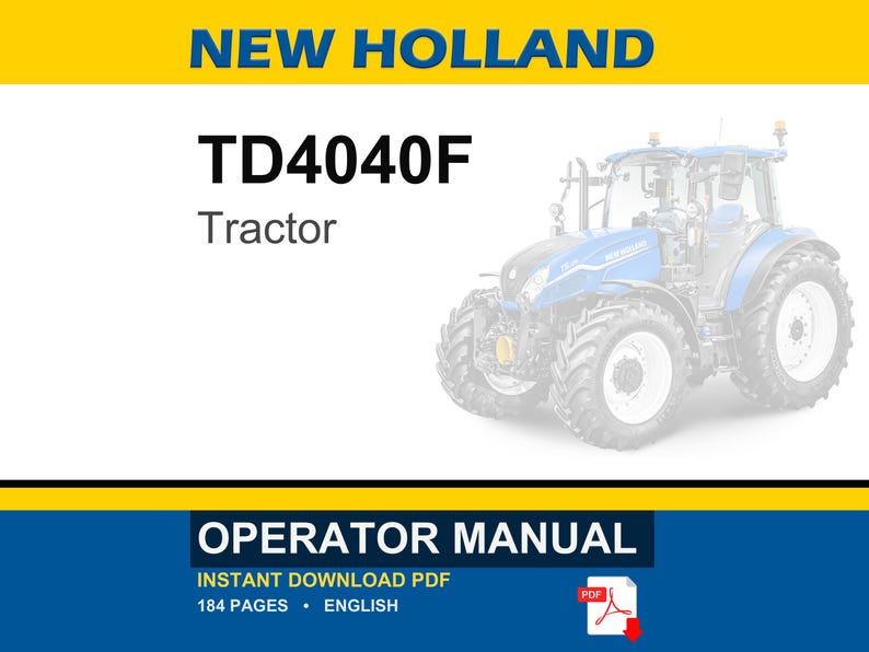 New Holland TD4040F Tractor Operator Owners Operation Manual | Instant PDF Download image 1