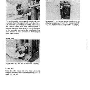 May include: A technical manual page with diagrams and instructions for machinery repair. The page includes steps for assembly and maintenance, with detailed illustrations and text. The manual is printed in black and white.