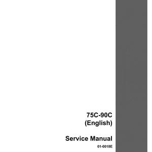 May include: A white service manual with the text "75C-90C (English)" and "Service Manual" in black font. The manual has a gray vertical stripe on the right side and the CASE logo at the bottom.