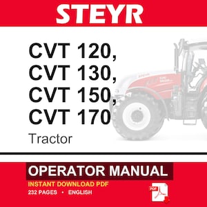 Steyr Cvt 120, Cvt 130, CVT 150, CVT 170 Tractors Operator Owners Operation Manual | Instant PDF Download image 1