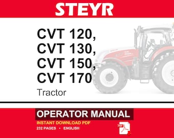 Steyr Cvt 120, Cvt 130, CVT 150, CVT 170 Tractors Operator Owners Operation Manual | Instant PDF Download