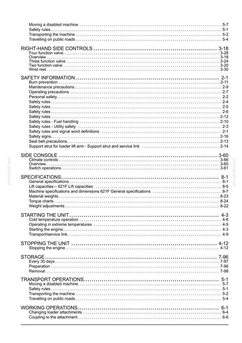Op de afbeelding: Pagina uit een technisch handboek met secties als 'Veiligheidsinformatie' en 'Specificaties'. De tekst is zwart op een witte achtergrond, met paginanummers en sectietitels.