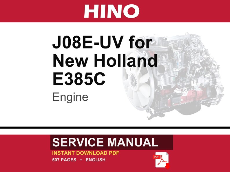 Hino J08e-UV for New Holland E385C Engine Service Repair Workshop Manual | Instant PDF Download image 1