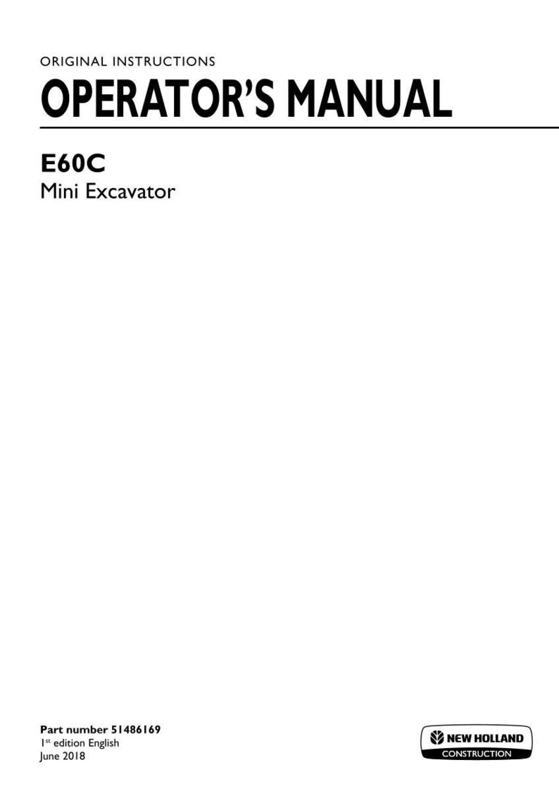 New Holland E60C Mini Excavator Operator Owners Operation Manual | Instant PDF Download image 3