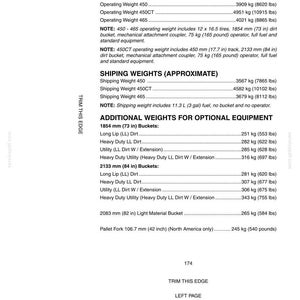 May include: A white document with specifications for operating, shipping, and additional weights for a basic machine. Measurements are provided in both metric and imperial units, including inches, pounds, and gallons.