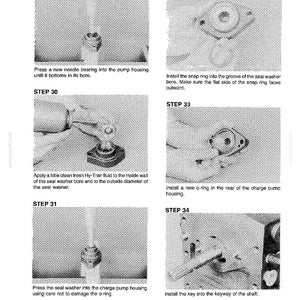 May include: A page from a manual with several detailed diagrams illustrating mechanical assembly steps. The images show close-ups of various components, including bearings, rings, and housings, with accompanying text instructions.