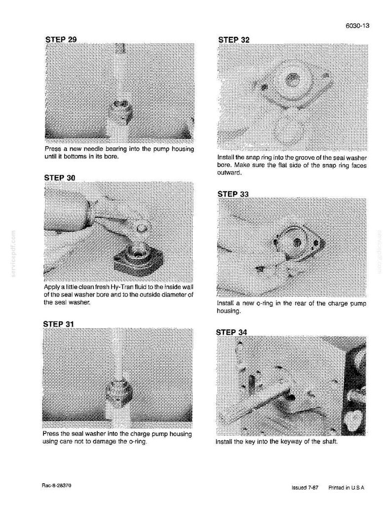 May include: A page from a manual with several detailed diagrams illustrating mechanical assembly steps. The images show close-ups of various components, including bearings, rings, and housings, with accompanying text instructions.