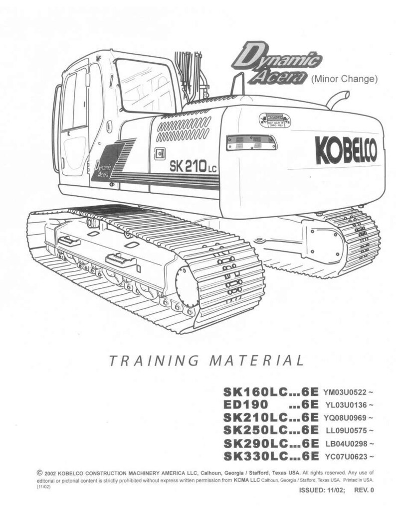 Kobelco Sk160lc-6e, Ed190-6e, Sk210lc-6e, Sk250lc-6e, Sk290lc-6E, SK330LC-6E Hydraulic Excavator Service Repair Workshop Manual image 3