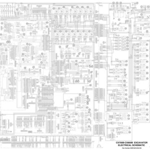 Puede incluir: Esquema el&eacute;ctrico detallado para una excavadora CX700B-CX800B. El diagrama es una compleja red de l&iacute;neas, s&iacute;mbolos y componentes, con etiquetas de texto y una leyenda en la esquina inferior derecha. El esquema est&aacute; impreso sobre un fondo blanco.