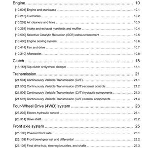 Puede incluir: Una p&aacute;gina de manual titulada "Contenido" que detalla componentes automotrices. Las secciones incluyen Motor, Embrague, Transmisi&oacute;n, Tracci&oacute;n a las cuatro ruedas, Eje delantero y Eje trasero. Medidas en sistema m&eacute;trico.