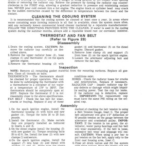 May include: A printed page with instructions for cleaning a cooling system, including safety precautions, disassembly, inspection, and assembly steps. The text includes warnings and torque specifications for various components.