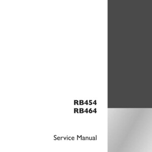 May include: A white service manual for Case IH RB454 and RB464 agricultural equipment. The cover includes the model numbers, the words "Service Manual", and the Case IH Agriculture logo.