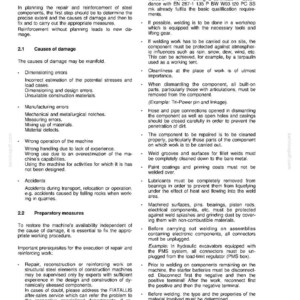 May include: A page from a technical manual titled "PLANNING OF REPAIR AND REINFORCING WORK." The text details procedures for steel component repair, including causes of damage, preparatory measures, and welding guidelines. Page 18 is visible.
